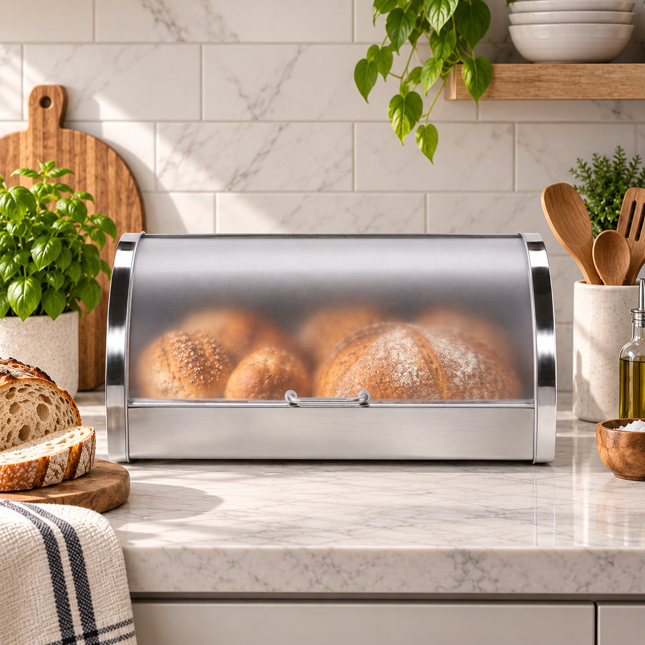 OGGI Neat Bread Box with Frosted Lid & Reviews | Wayfair